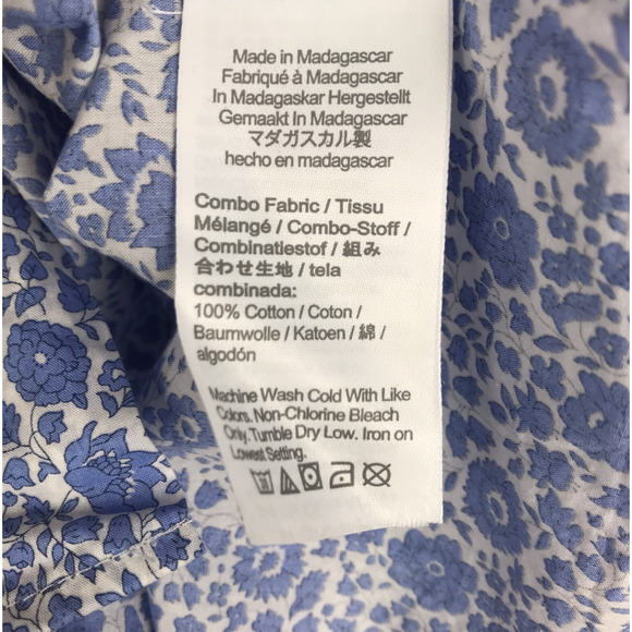 J.Crew Liberty Fabric Button Down Shirt Short Sleeve Blue White Floral Girls 14 - Picture 8 of 8